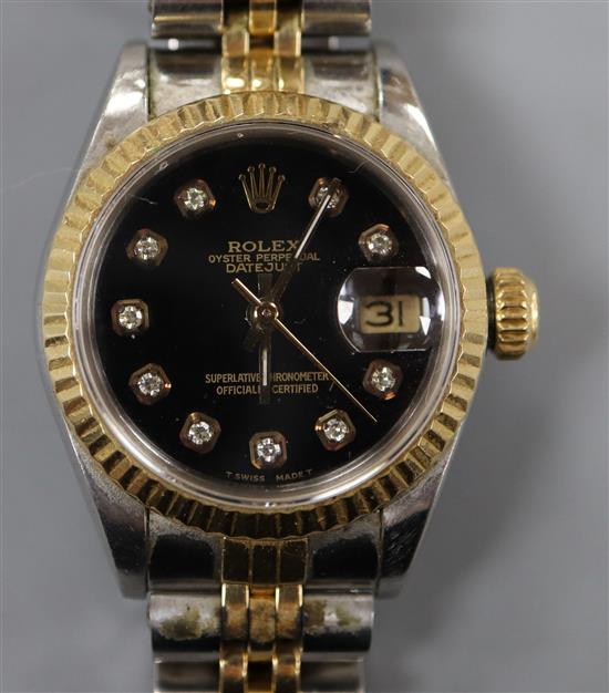 A ladys steel and gold Rolex Oyster Perpetual Datejust wrist watch,